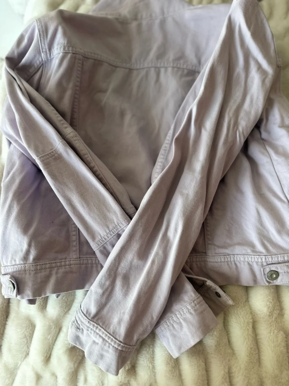 Free People Light Lavender Button-Front Jean Jacket - Picture 4 of 5